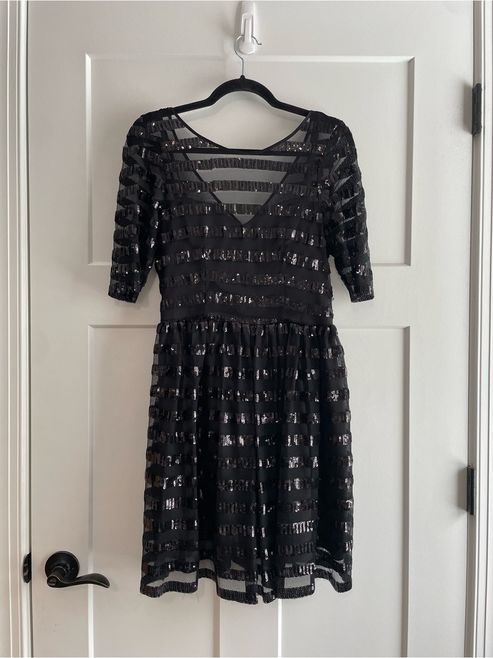 Y2K Sequin Striped Max and Cleo Cocktail Dress Size 6 - Picture 9 of 9